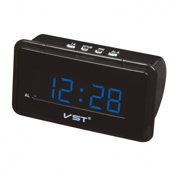 часы настольные VST-728/5 (синий)  (без блока, питание от USB)