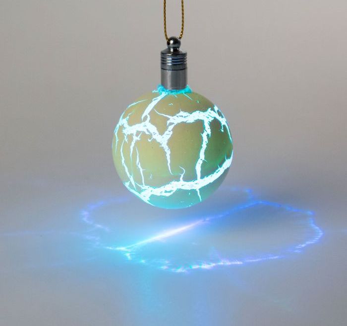 Игрушка световая "Елочный шар узоры краской" (батарейки в компл) 5 см, 1 LED, RGB, ЖЕЛТЫЙ (2361550)