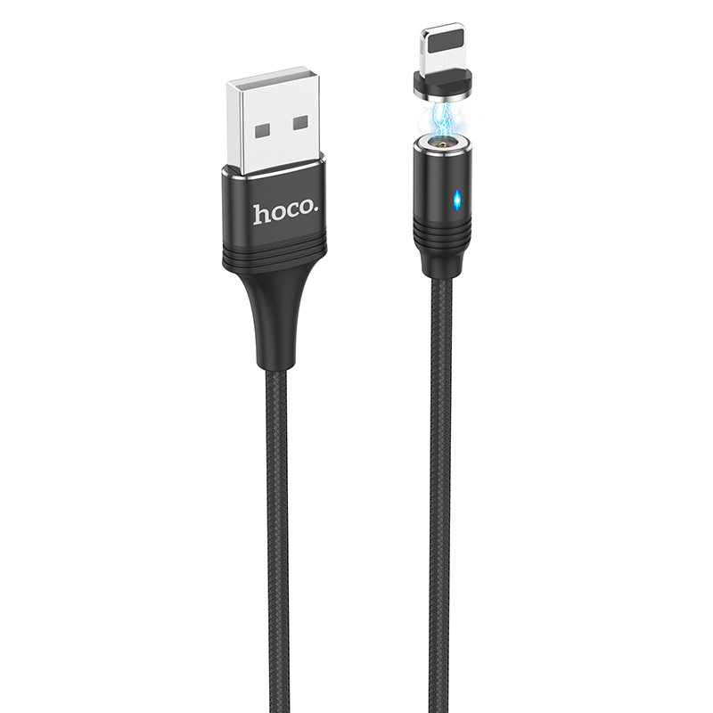Кабель USB - 8pin HOCO U76 Магнитный Чёрный (2А, для iPhone5/6/7) 1,2м