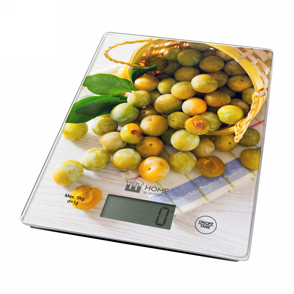 Весы кухонные HOME ELEMENT HE-SC932 желтая слива (электронные, 5 кг/1г) 12/уп