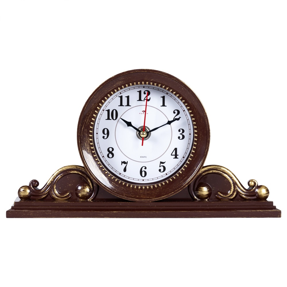 Часы настольные СН 2514 - 005 26х14 см, корпус коричневый с золотом "Классика"  (10)