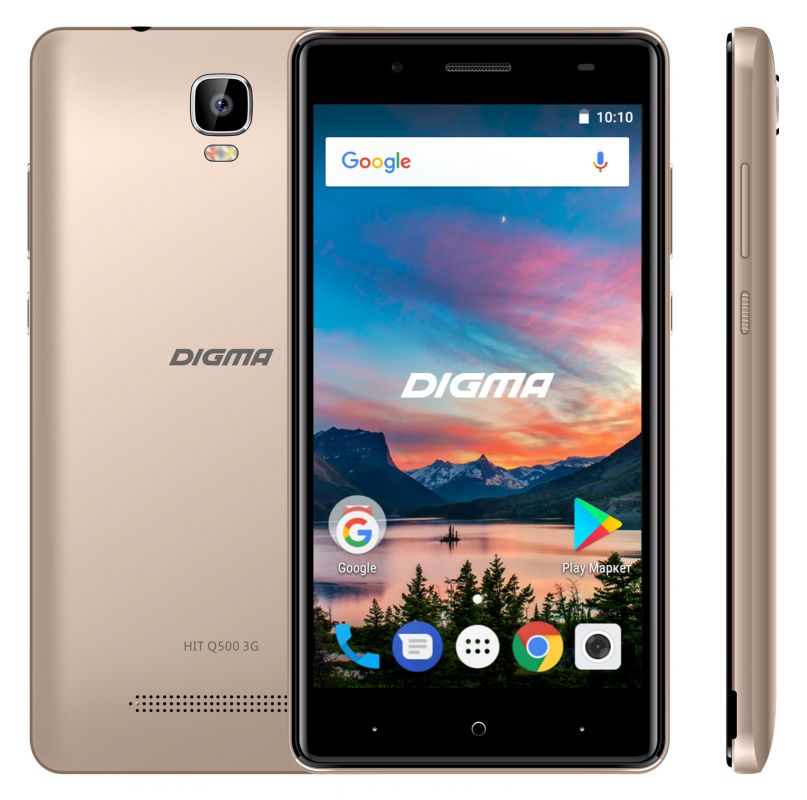 Смартфон  Digma Q500 3G HIT 8Gb золотистый моноблок 3G 2Sim 5" TN 480x854 And7.0 5Mpix WiFi BT GPS