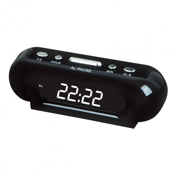 часы настольные VST-716/6 (белый), дисплей 9 х 2.5см  (без блока, питание от USB)