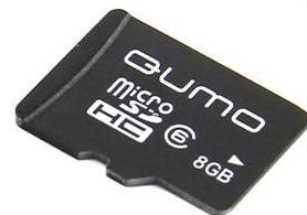Пам.MicroSDHC, 8Gb QUMO (Class  6) + переходник SD, бело-оранж картон упаковка