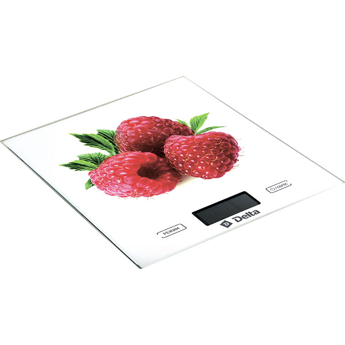 Весы кухонные DELTA KCE-37 "Малина"  (5 кг,электронные, стекло, LCD дисплей) 12/уп