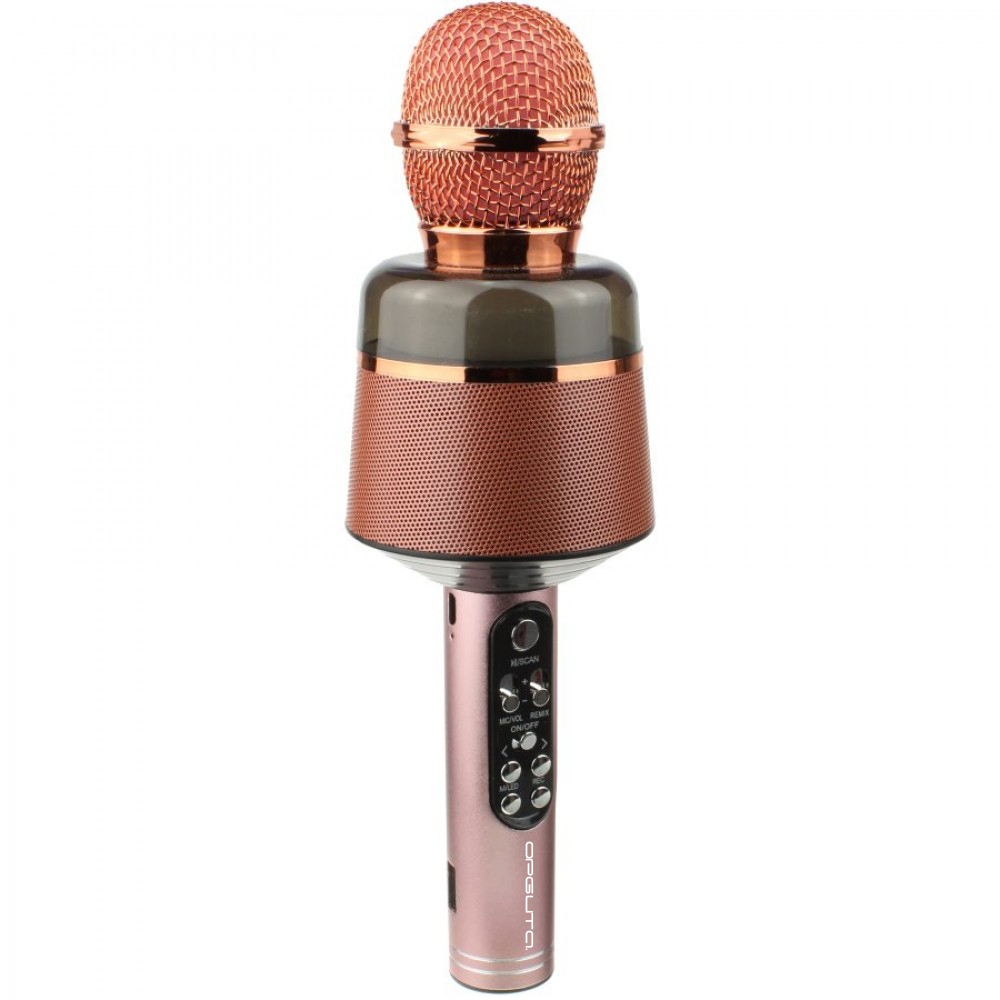 Микрофон OT-ERM10 Розовый RGB для караоке беспроводной (Bluetooth, динамики, USB)