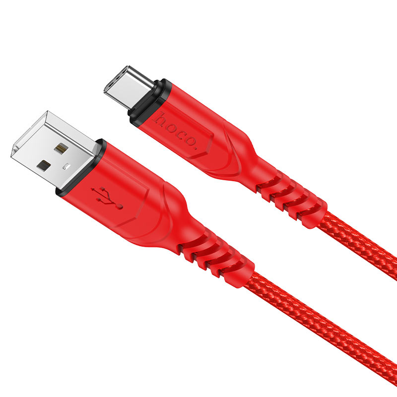 Кабель USB - TYPE C  HOCO X59 1 метр, 2.4A, нейлон, красный
