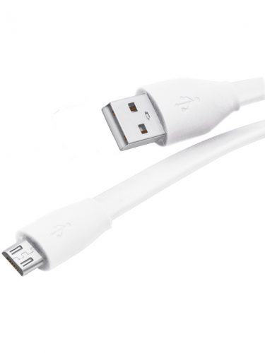 Кабель USB - micro USB плоский, оплётка, PVC, 1м, белый QUMO