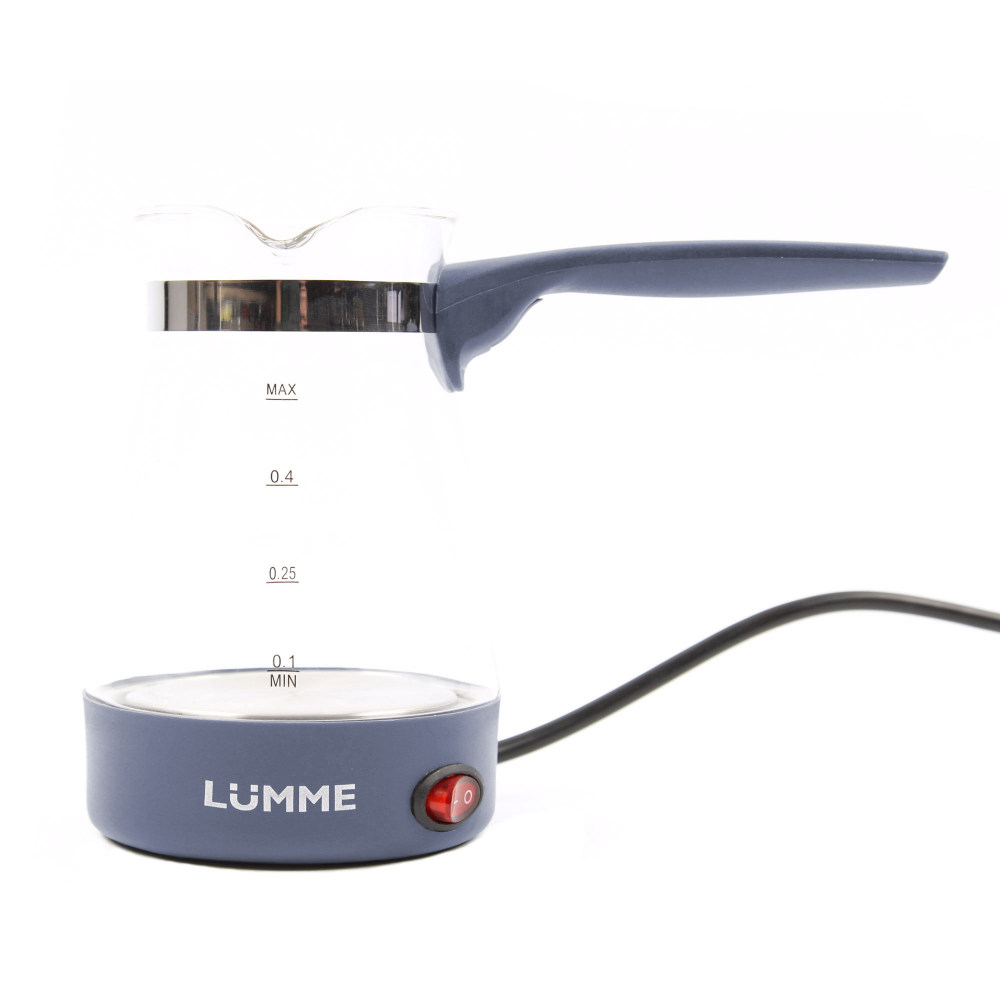 Турка электрическая LUMME LU-1630 синий сапфир (600Вт, 500мл, стекло, автооткл) 12/уп
