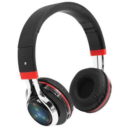 гарнитура QUMO Freedom Style (BT-0014) чернo-красн, накл закрытая, Bluetooth 4.1,  FM/MP3, подсветк