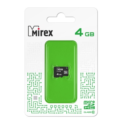 Пам.MicroSDHC, 4Gb Mirex (Class 10)  без переходника
