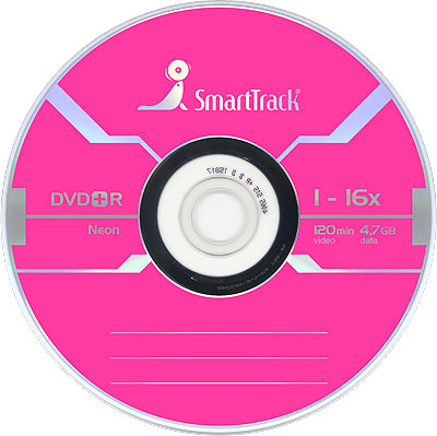диск SMART TRACK DVD-R 4,7Gb 16x SP (100) NEON 6 color