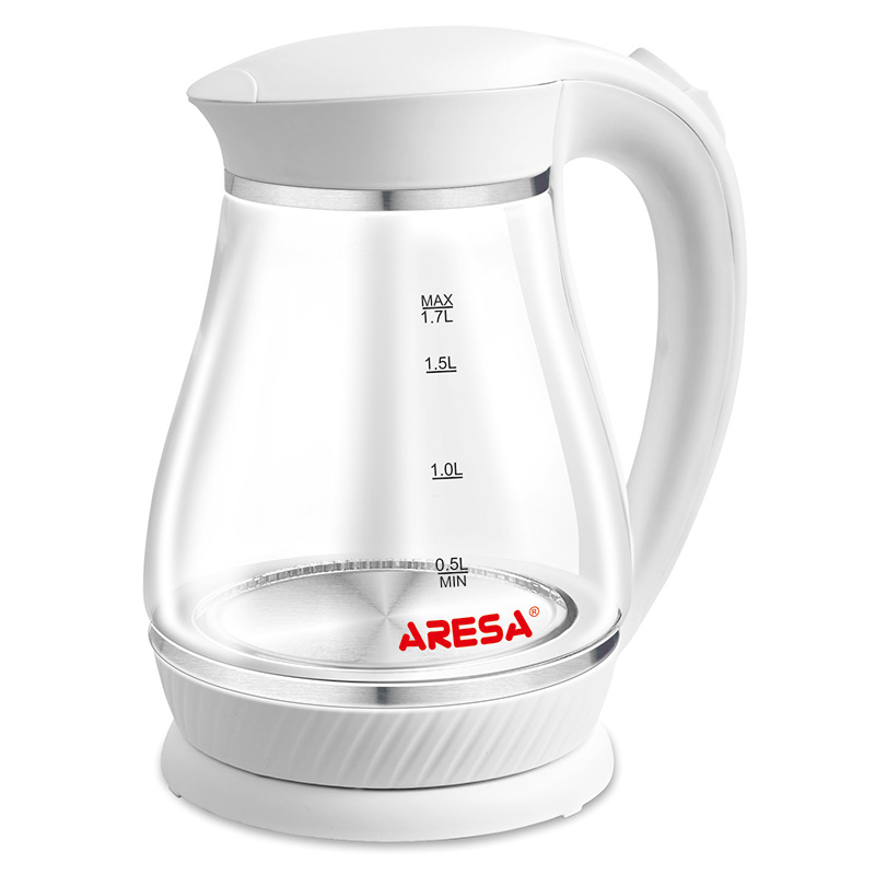 Чайник  Aresa AR-3454 стекл белый  2кВт, 1,7л