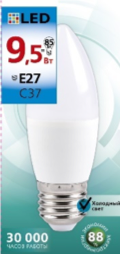 Эл. лампа светодиодная  Smartbuy C37-9,5W/3000 (SBL-C37-9_5-30K-E14)