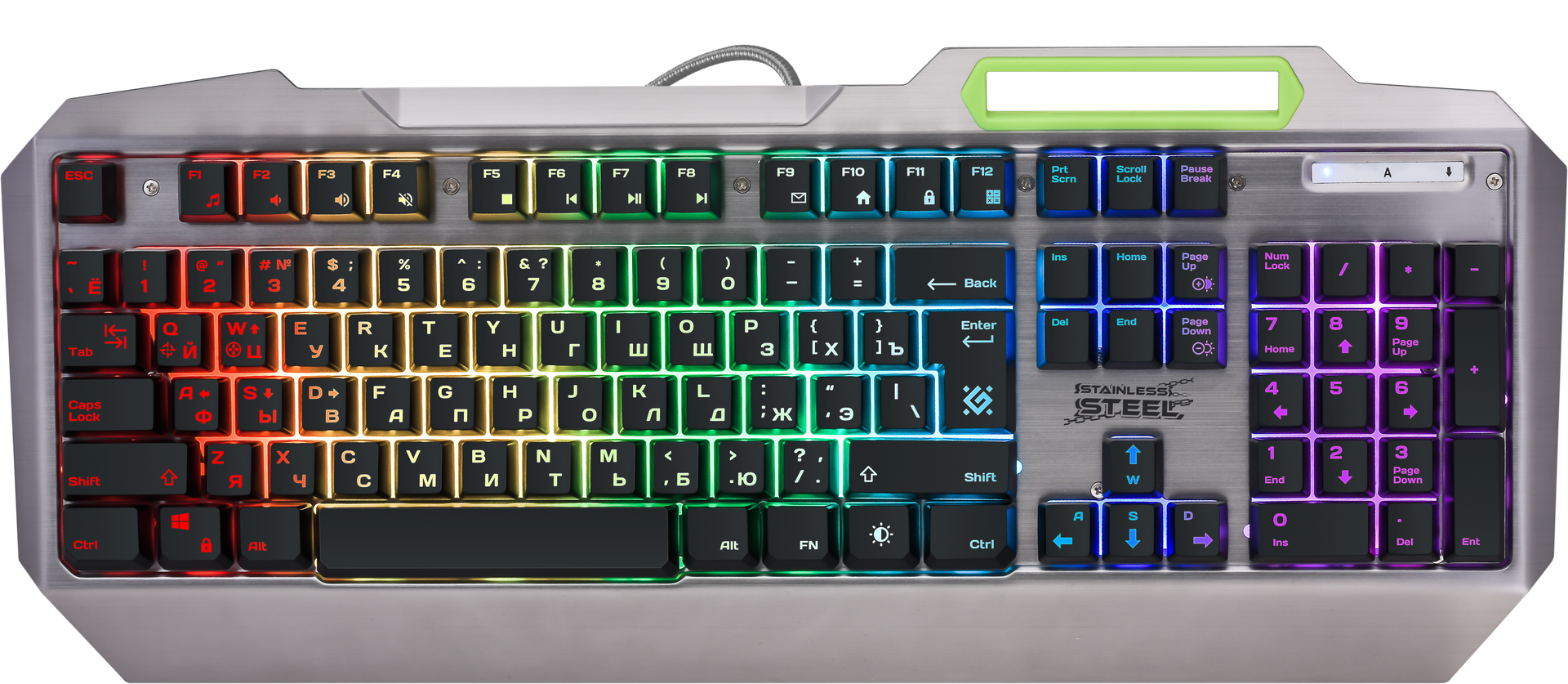 Клавиатура DEFENDER Stainless steel GK-150DL RU,игровая,RGB подсветка,9 режимов