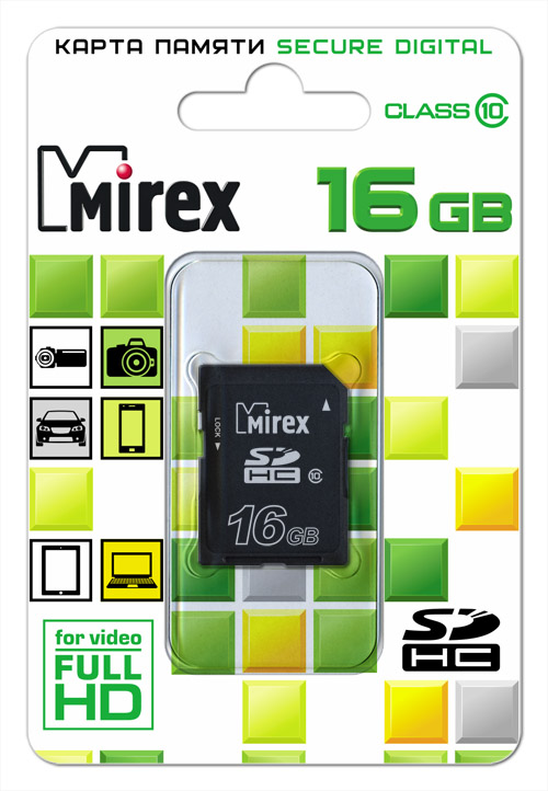 Пам. SDHC Card,16Gb, Class 10, Mirex