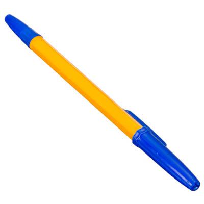 Ручка шариковая синяя, с желтым корпусом, линия 0,7 мм 30шт/уп