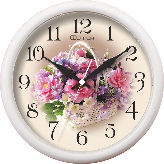 Часы настенные  Фотон П109 Цветы 24,5см круглые (Салют)