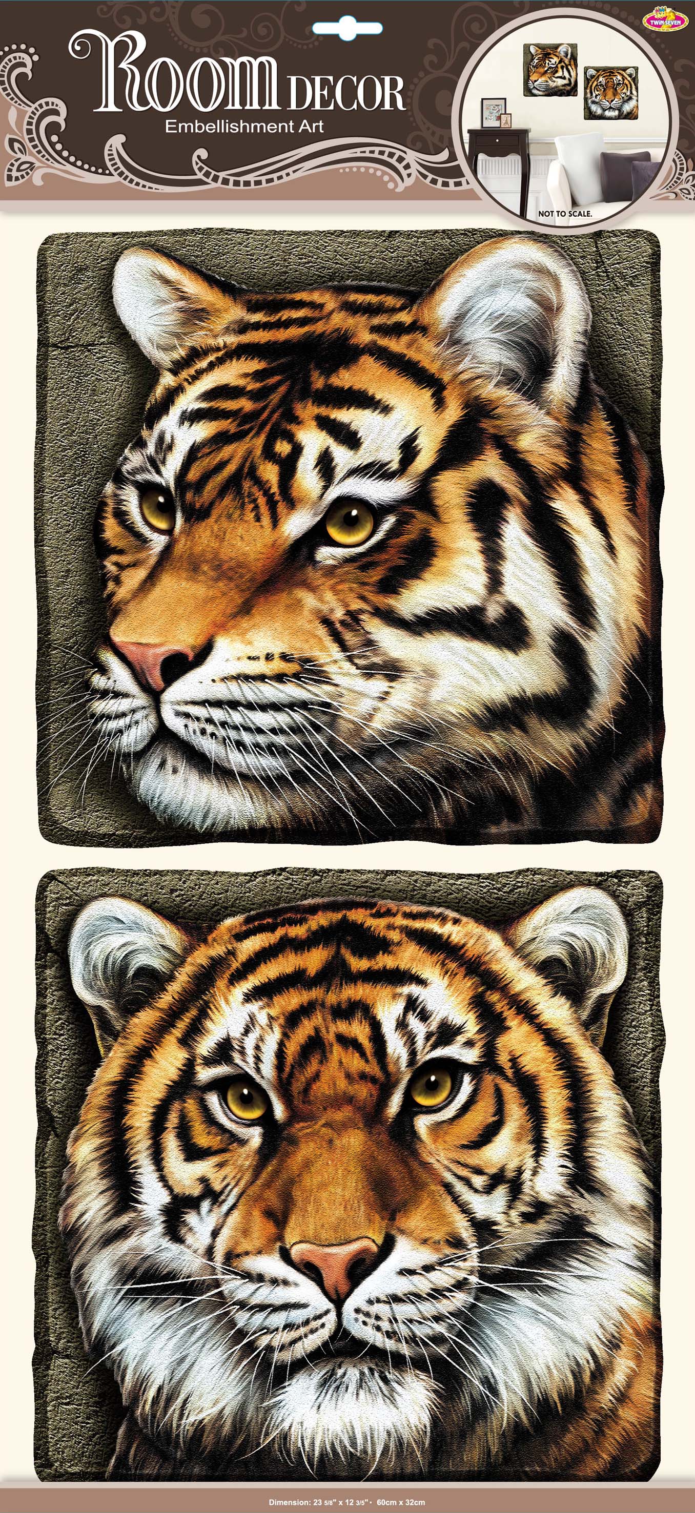 Наклейка   POA 9508  тигры (объемные) р-р 32х60см х 2 элемента