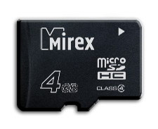Пам.MicroSDHC, 4Gb Mirex (Class 4)  без переходника