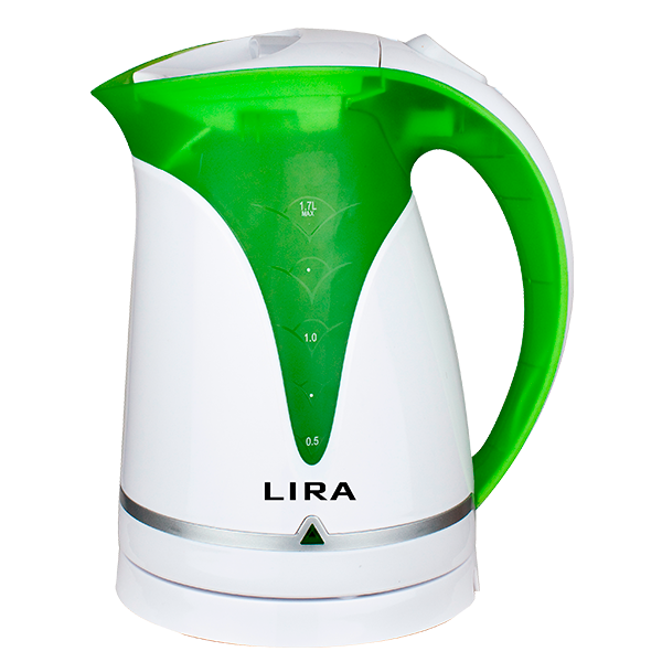 Чайник LIRA LR 0101 бело-зеленый (диск, пластиковый корпус, объем 1.7л, 2200Вт) уп.8шт