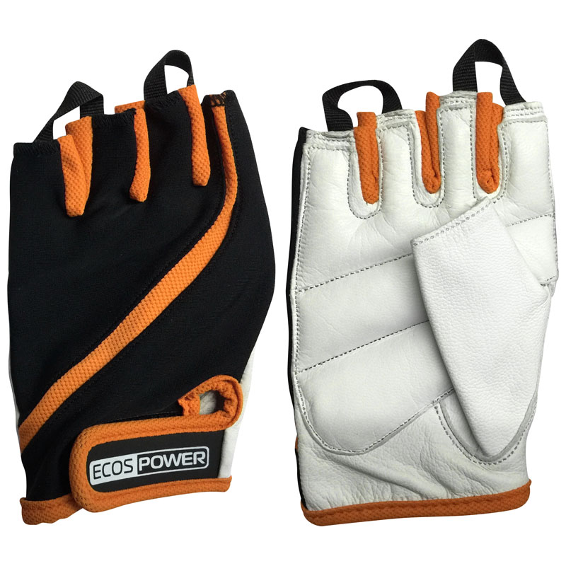 Перчатки для фитнеса ECOS 2311-OL, цвет: оранж+черный+белый, размер: L