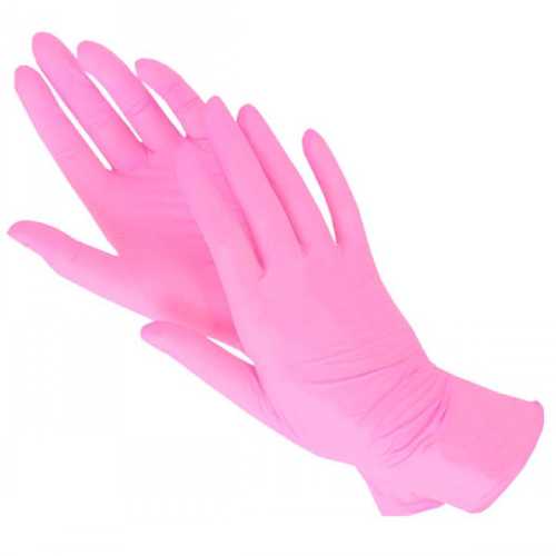Перчатки Нитриловые розовые, р-р L, текстурированные на пальцах (уп.100шт)