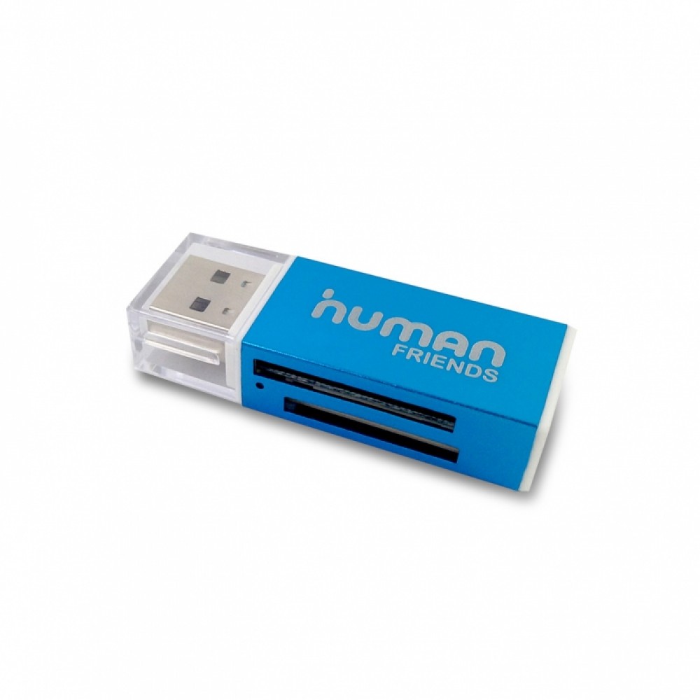 Картридер Human Friends "Glam" Blue, All-in-one Micro MS(M2), SD, T-flash, MS-DUO, MMC,