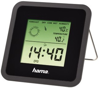 Метеостанция Hama TH50 чёрный термометр/гигрометр/часы/прогноз погоды 8х1.2х8см