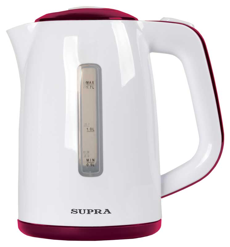 Чайник Supra KES-1728 белый/бургунди (1,7л, съемный фильтр)  уп.10шт