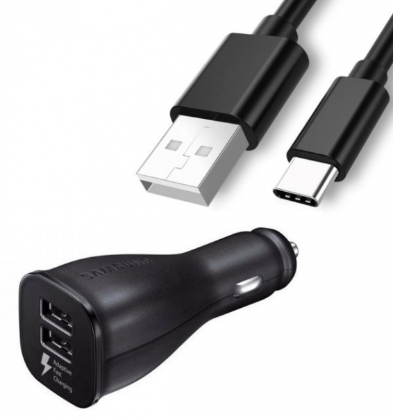 ЗУ в прикуриватель на 2 гнезда USB + кабель AV-347 (2000mA,5V)