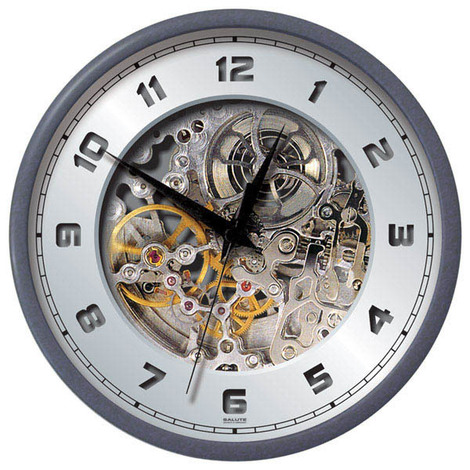 Часы настенные  Салют 26х26  П - 2Б5 - 074 СКЕЛЕТОН пластик круглые (10/уп)
