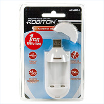 Зар уст Robiton Mini200-2 BL1 (Заряжает 1 или 2 R3, R6 от USB, ток 200мА)