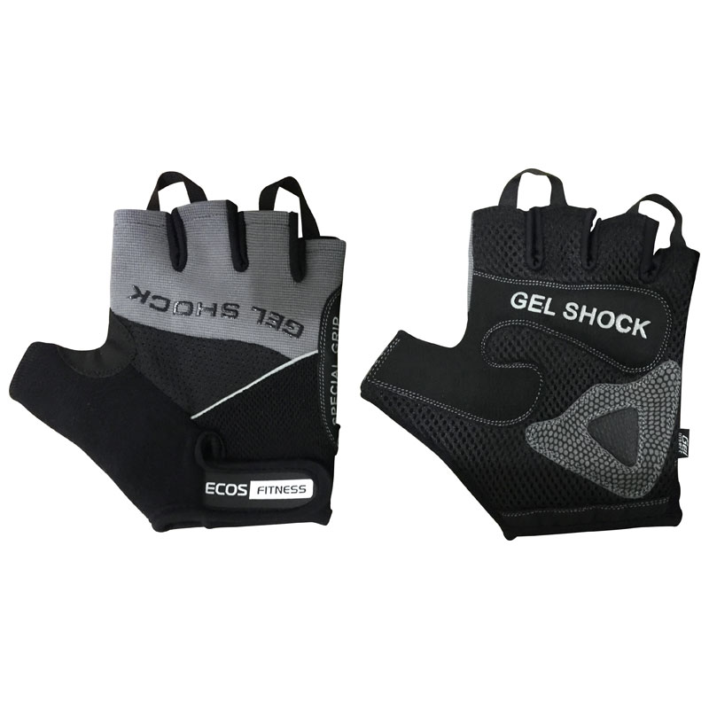Перчатки для фитнеса ECOS 2117-GRM, цвет: черный+серый, размер: М