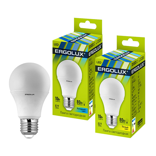 Эл. лампа светодиодная Ergolux LED-A60-10W-E27-3K (ЛОН 10ВтE273000K172-265В,аналог 80Вт) 10шт/уп.