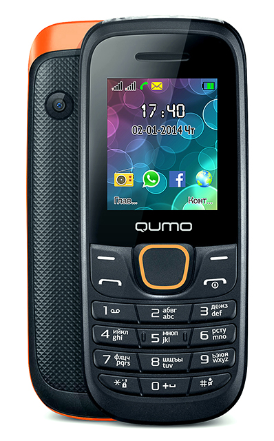 тел.мобильный QUMO Push 184 GPRS оранж 1,8" LCD 2SIM MicroSD BT MP3 MP4