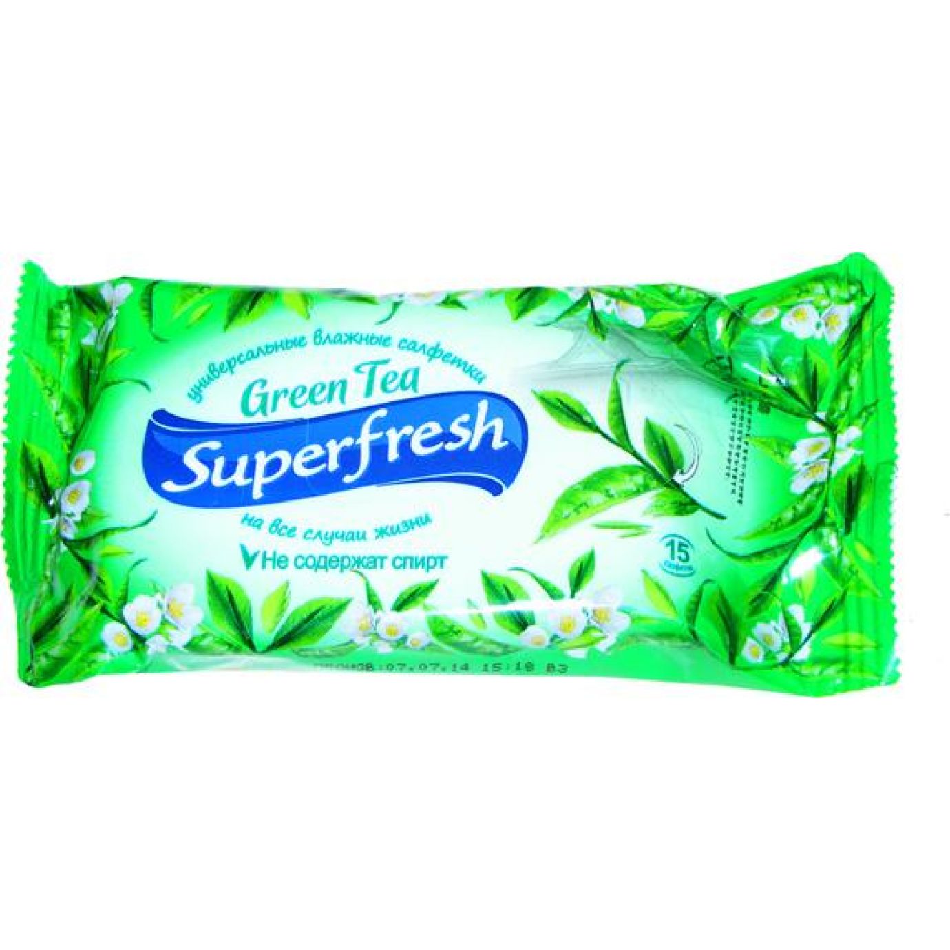 Салфетки влажные Superfresh Зеленый чай, 15шт