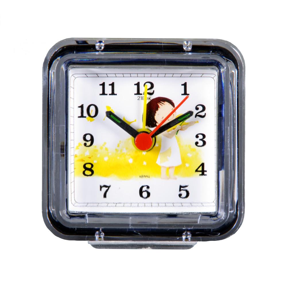 Часы будильник  B1-011 (7х7 см) прозрачный "Девочка со скрипкой"