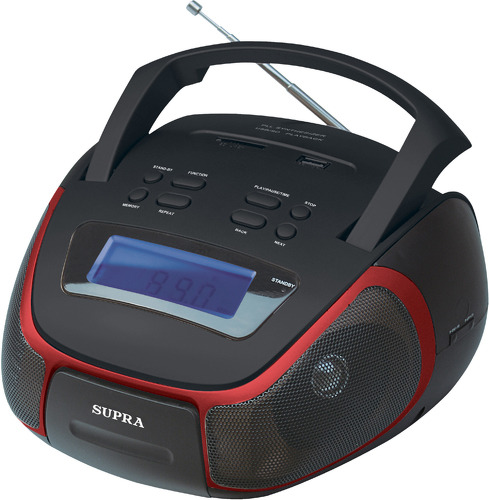 Магнитола Supra BB-25MUS чёрн (MP3/USB, ЖКИ, AM/УКВ+FM,2*1.5Вт, 220/бат)