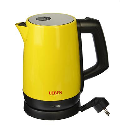Чайник LEBEN HHB1785 жёлт-чёрн (1850Вт, 1,7л, двойная стенка нерж и пластик) 8/уп арт. 291-022