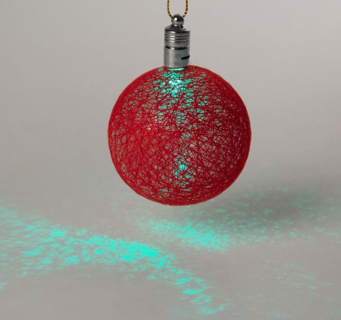 Игрушка световая "Елочный шар" (батарейки в комплекте) 6 см, 1 LED, RGB, КРАСНЫЙ (2361524)