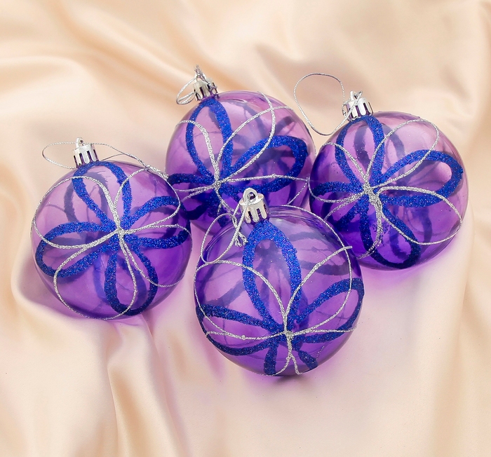 Набор шаров пластик d-8 см, 4 шт "Воздушный цветок" фиолетовый 1009385