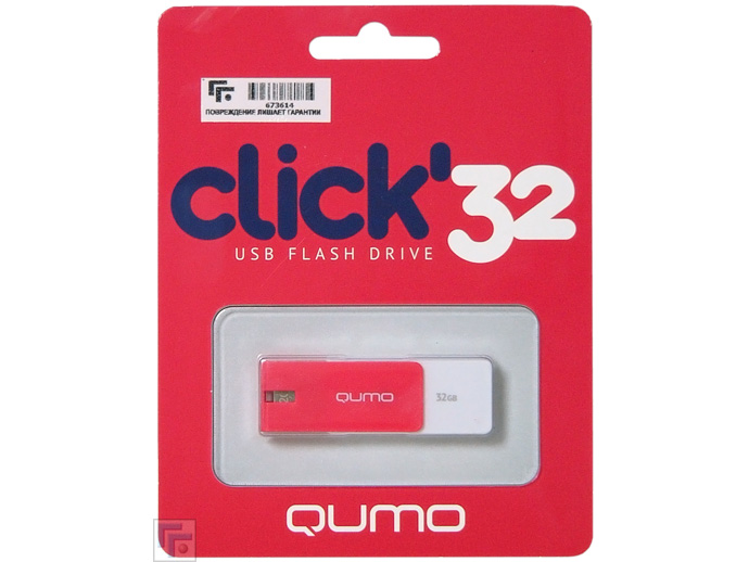 USB2.0 FlashDrives32 Gb Qumo Click Crimson алый