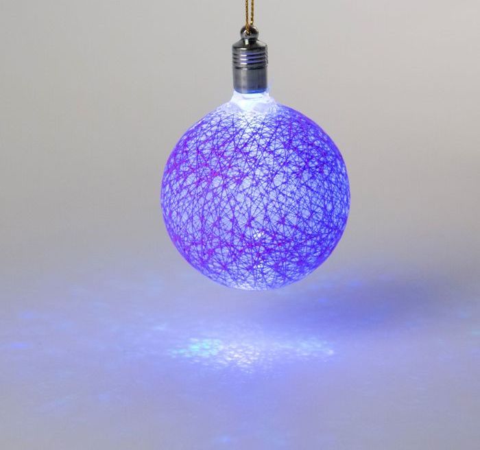 Игрушка световая "Елочный шар" (батарейки в комплекте) 6 см, 1 LED, RGB, ФИОЛЕТОВЫЙ (2361526)