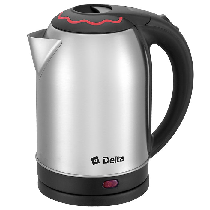 Чайник DELTA DL-1330 нерж с красн вставкой 1500 Вт, 2 л (12/уп)