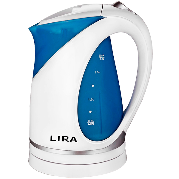 Чайник LIRA LR 0102 white (диск, пластиковый корпус, объем 1.7л, бело-голубой) 2200Вт