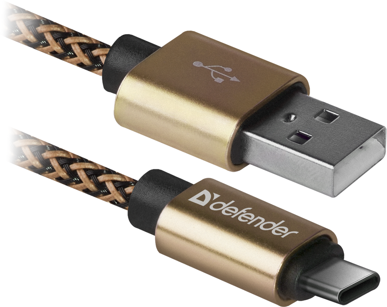 Кабель USB09-03T PRO USB2.0 золотой,AM-Type C,1м,2,1А DEFENDER