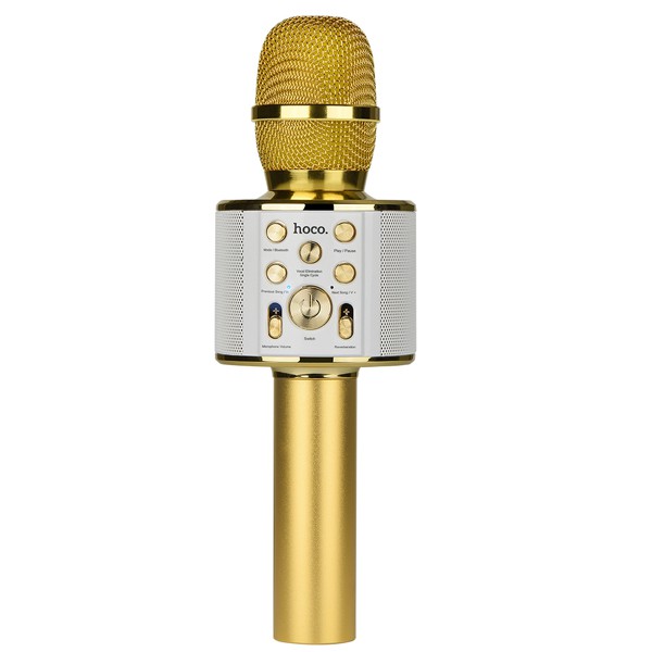 Микрофон HOCO BK3 Золото для караоке беспроводной (5Вт, Bluetooth, динамики, micro USB/TF)
