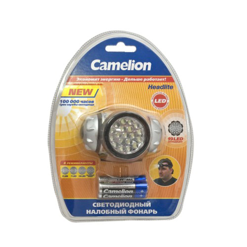 Фонарь  Camelion LED 5318-7 Mx (налобный, металлик, 7straw LED, 2 режима, 3xAAA в комплекте