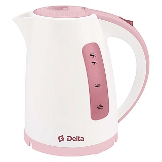 Чайник DELTA DL-1056 белый с розовым 2200 Вт, 1,7 л, закрытый нагрев. эл., световой индикат (6/уп)